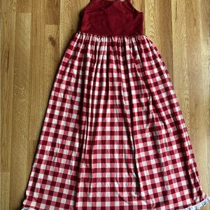 SweetHoney Christmas Red White Gingham Buffalo Check Maxi Gown Nightgown size 8